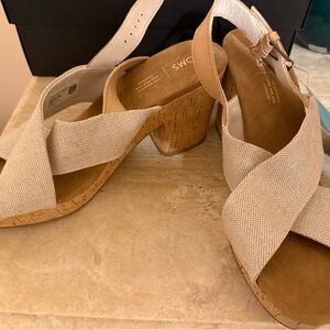 Toms Beige Cross-Strap Heels